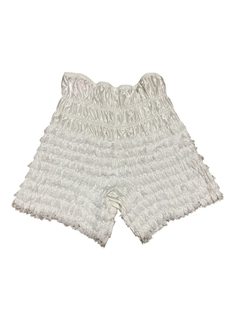 Vtg Sams Bloomers Sz XL White Ruffles Nylon USA Made Square Dancing Rockabilly